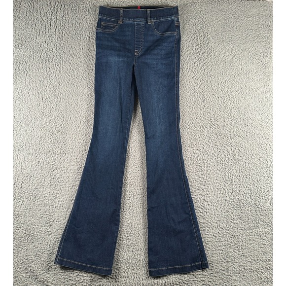Spanx Flare Leg Jeans Womens Small Blue High Rise Pull On Medium Wash - Picture 1 of 14